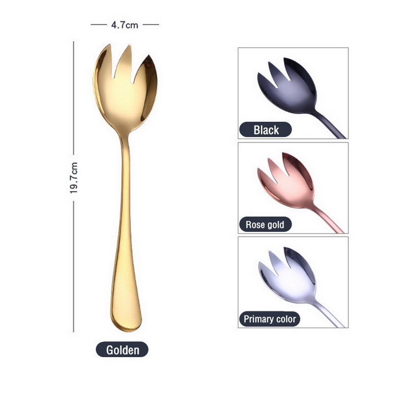 Tablewellware Gold Spoon Set steel cutlery Salad Fork Salad Spoon Stainless Steel Serving Spoon Set Unique Spoons