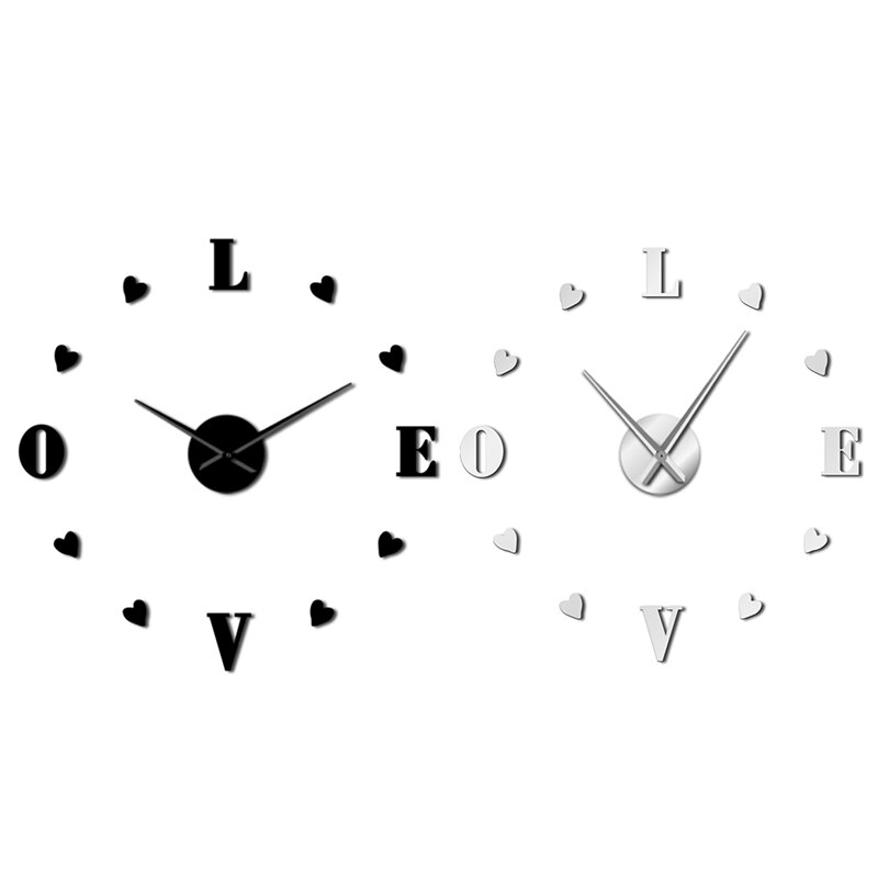 Diy Heart Shaped Numbers Wall Art Large Wall Clock Hearts Wall Decor Nursery Artwork Big Clock Wall Romantic Valentines