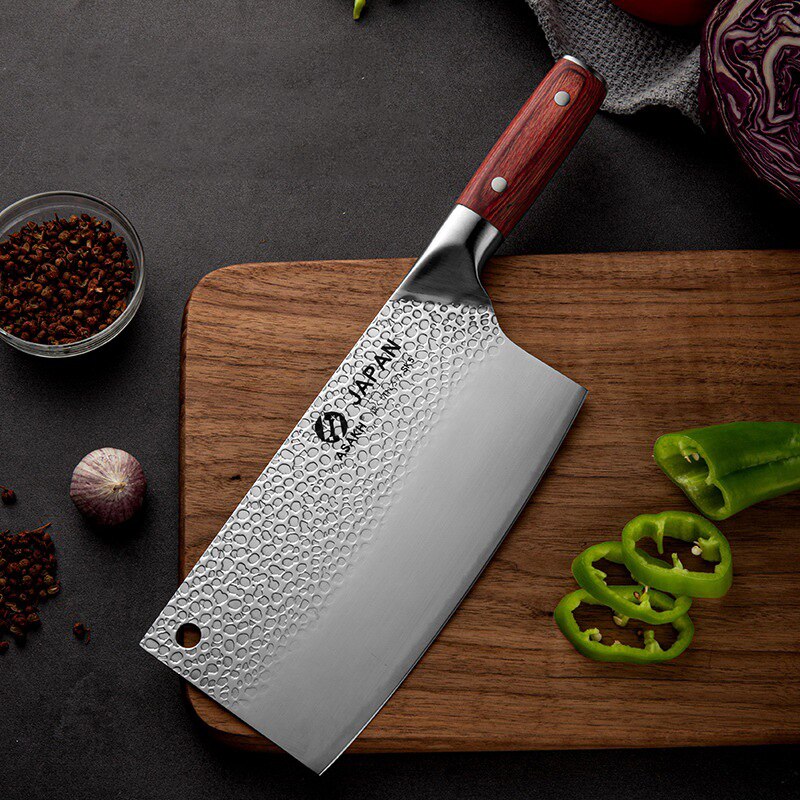 7.5" Chinese Kitchen Chef Knife Forged Cook Slice Knife Stainless Steel Meat Vegetables Cleaver Butcher Knife
