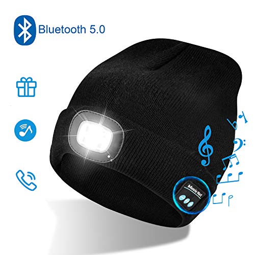 Unisex bluetooth beanie hat led beanie hat, trådløs hovedtelefon beanie usb genopladelig oplyst kasket med indbygget hd stereo tale: Default Title