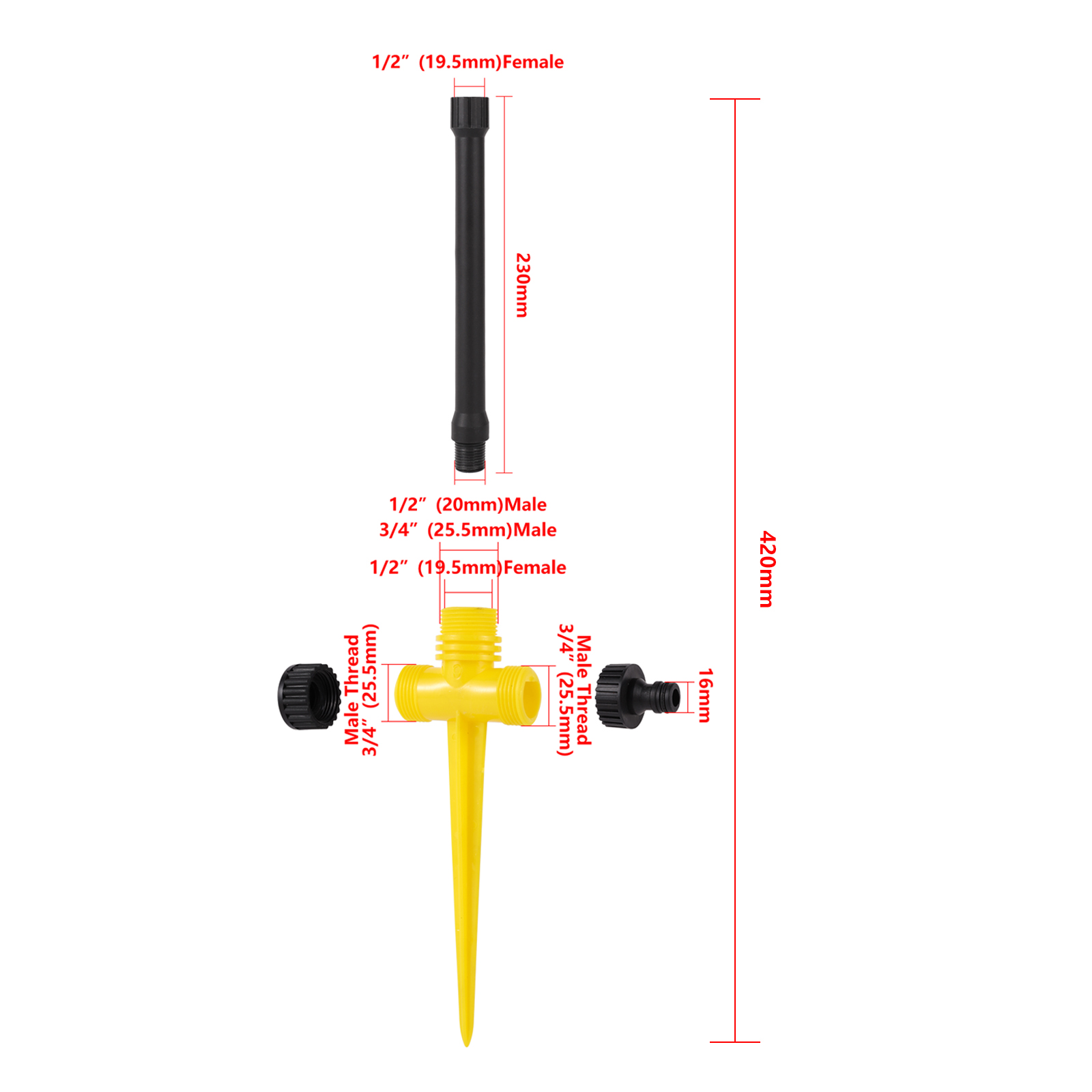 Arroseur d'arrosage de jardin à filetage mâle 1/2" 360 ° Buse d'irrigation rotative pour champ de fleurs de pelouse, arroseur rotatif oscillant: green