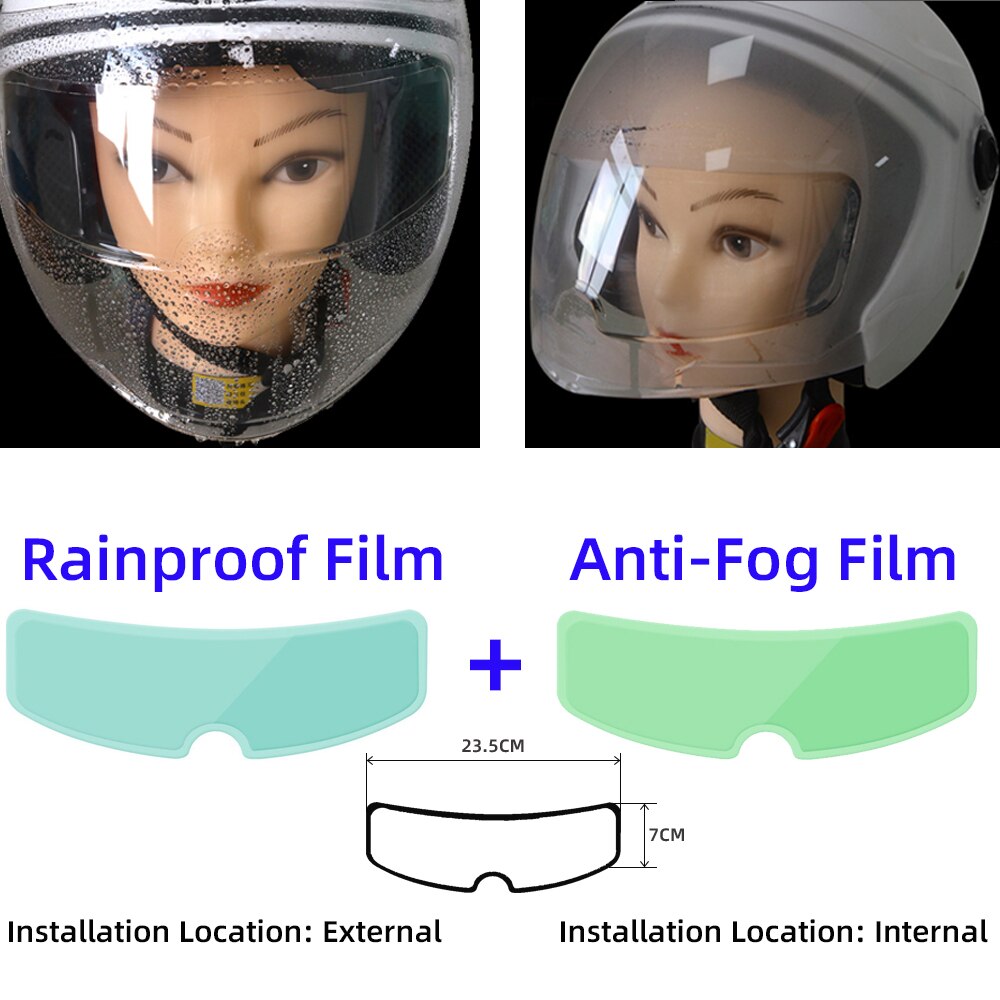 Hippcron Motorcycle Helmet Optional Clear Rainproof Film Anti Rain Clear Anti-Fog Patch Screen for Universal Helmets: Two In One