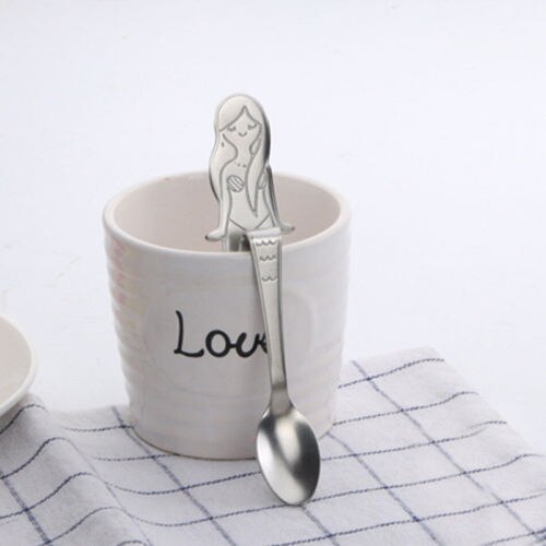 Śliczne w stylu syreny łatwo dopasować łyżki syrenka łyżeczka robić kawy zakrzywiona łyżeczka ze stali nierdzewnej robić przypraw kuchennych