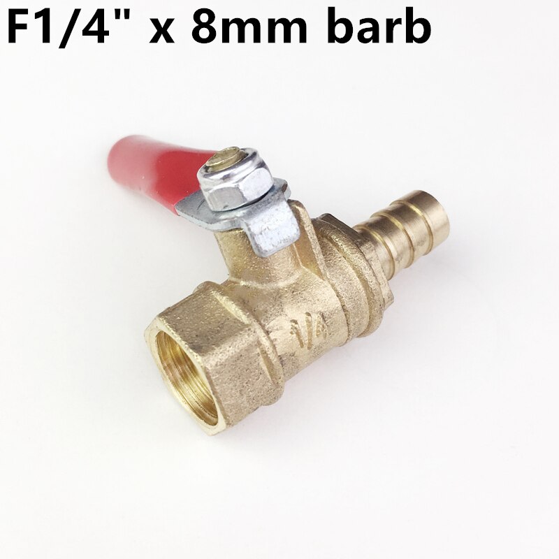 1/4" 3/8" 1/2" Brass Barbed Ball Valve 8mm 10mm Barb Copper Brass Ball Valves Pipe Fittings