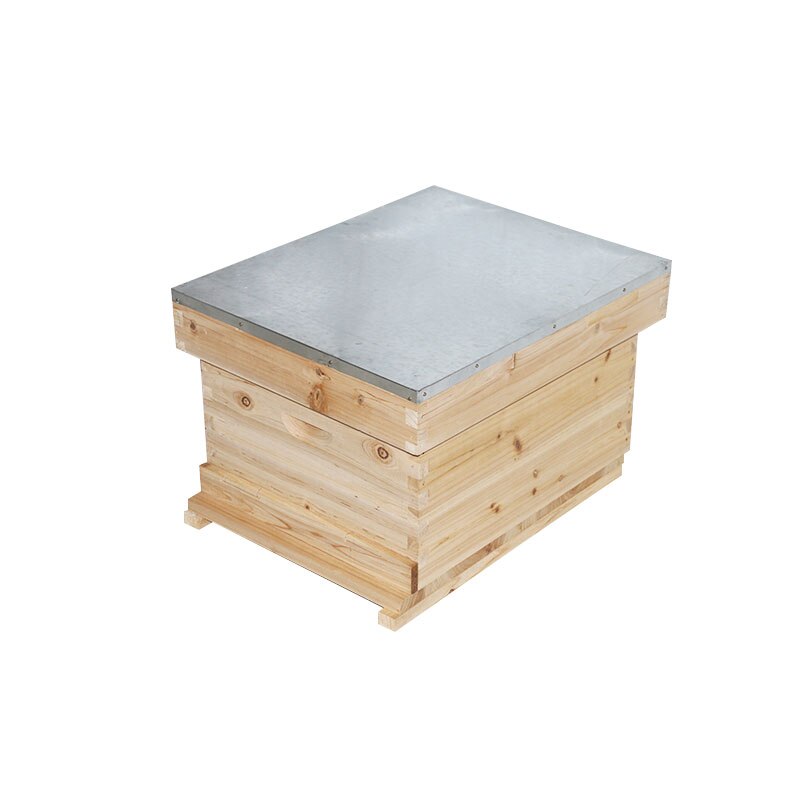 Single Beehive Box With Metal Top Cover, Metal Mesh Inner Cover For Rain Proof, Snow Proof Beekeeping Equipment Tool