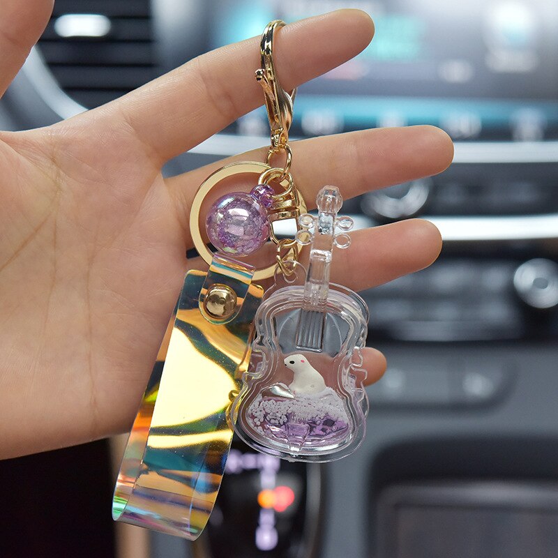 Akrylowy olej skrzypce brelok oceany lalka ruchome piaski gitara wisiorek brelok robić kluczyków robić samochodu prezent hurtownia: purpurowy