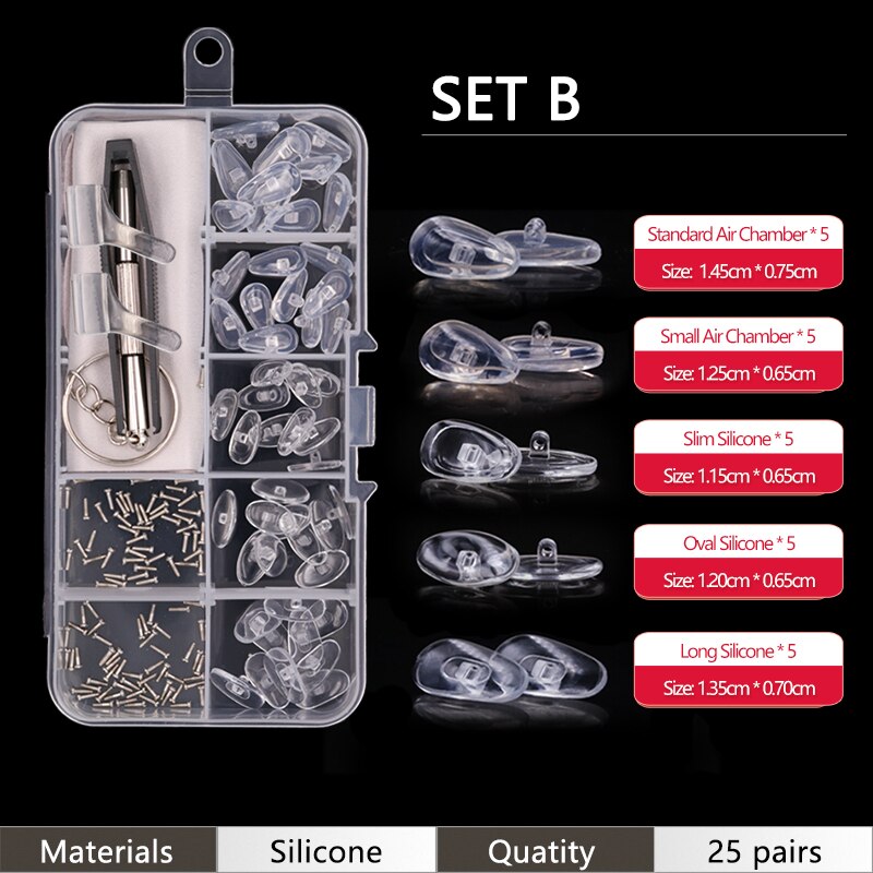 Pehmeät nenätyynyt silmälaseihin silikoniset nenätyynyt silmälaseihin aurinkolasien ruuvit: B