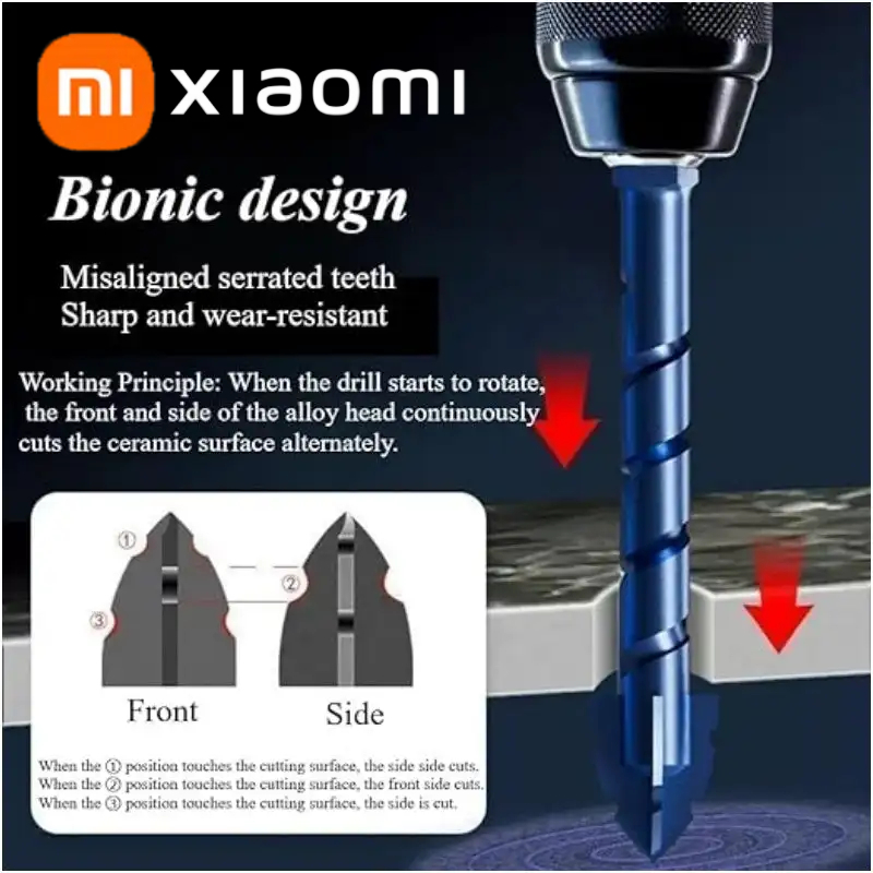 Xiaomi Trapano eccentrico ad alta durezza Foratura di precisione 6/8/10/12/14mm Punzonatura in ceramica di vetro Punta da trapano per lastre di roccia Taglio compensare: 6mm