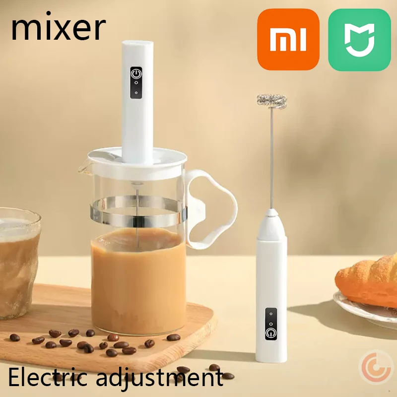 Xiaomi wiederaufladbarer elektrischer Schneebesen mit Ständerhalterung, 3 Geschwindigkeiten, verstellbarer Handschneebesen, Getränkemixer, Milchaufschäumer für Kaffee