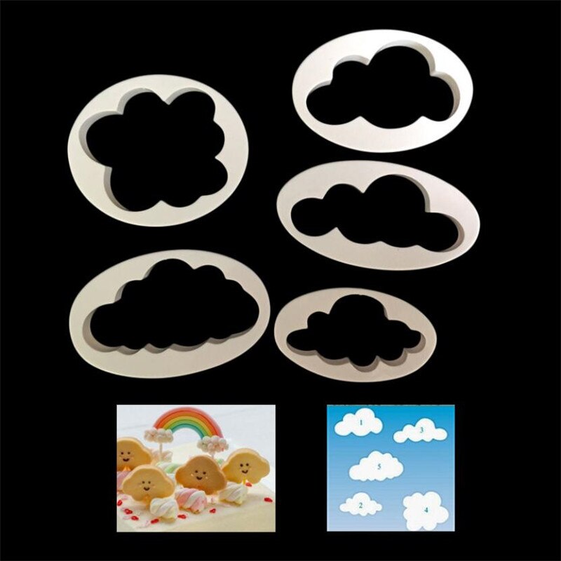 5 Stks/set Fondant Cutter Cloud Plastic Cake Cookie Biscuit Cutter Fondant Mold Fondant Cake Decorating Gereedschap Suiker Ambachtelijke