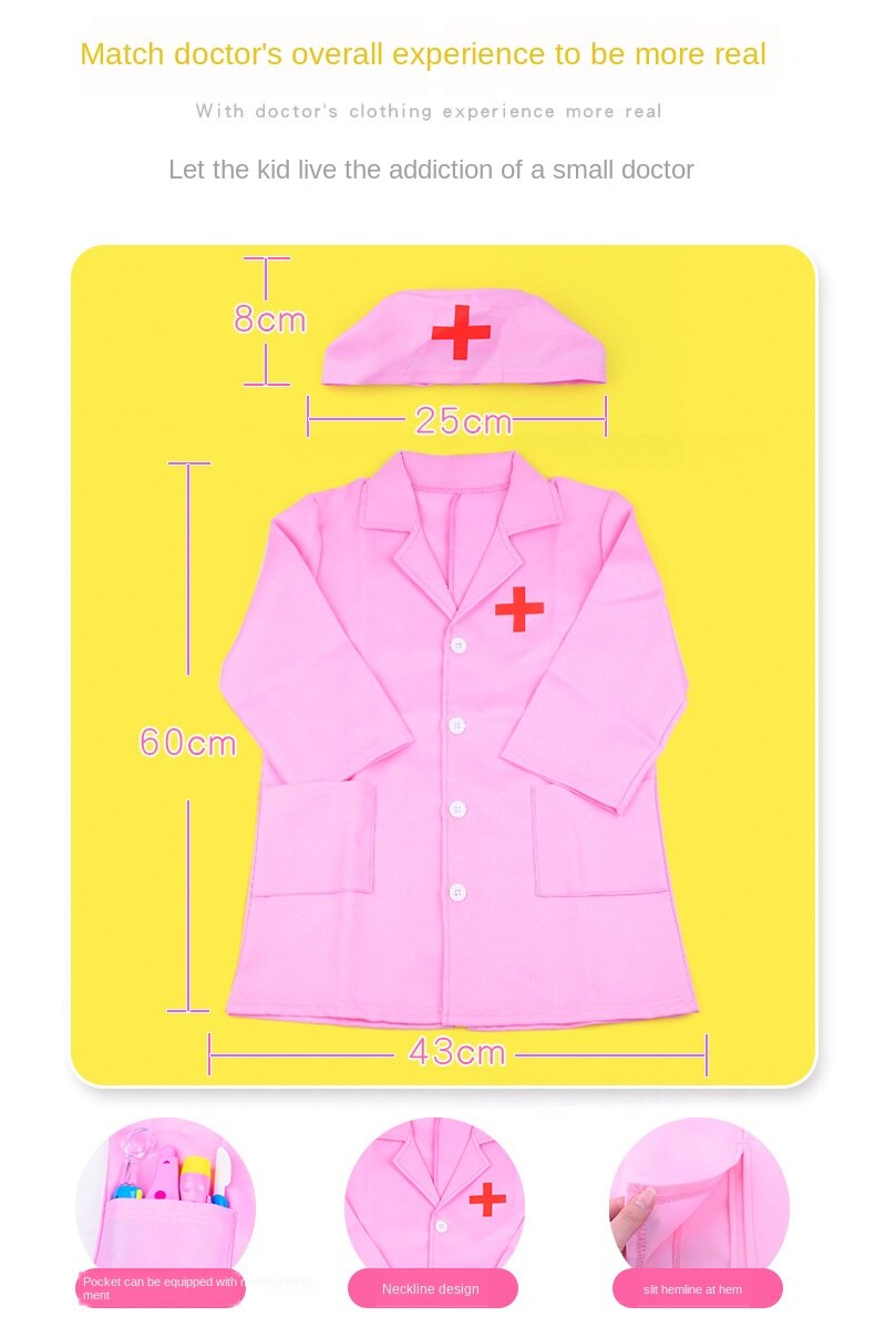 Simulation médecin infirmière travail enfants uniforme manteau croisé Costume d'halloween enfants Cosplay bébé jouets ensemble fantaisie fête d'anniversaire