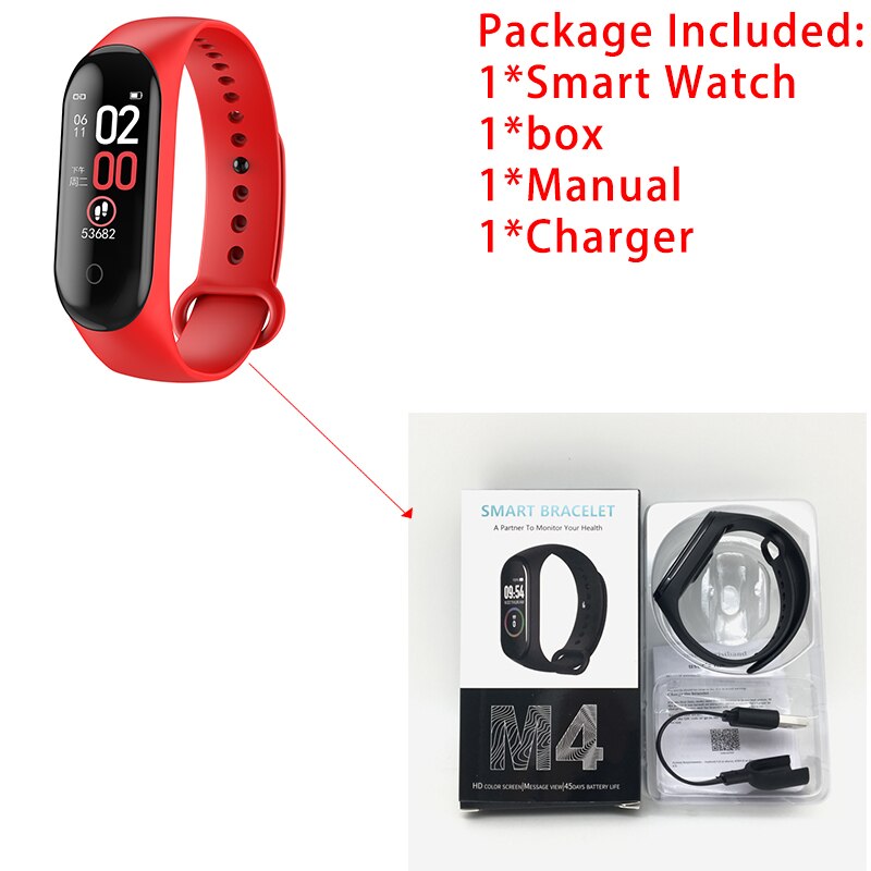 M4 Bracelet intelligent montre podomètre montres Bracelet montre de santé intelligente Bracelet de Fitness Bracelet pression artérielle moniteur de fréquence cardiaque bandes: 03