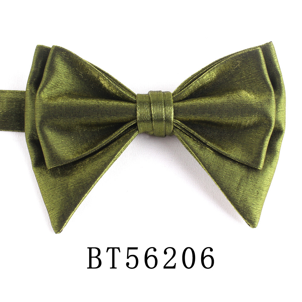 Pajaritas de tela brillante para hombre, pajarita Formal de Color sólido, estilo preatado, talla grande, de boda,: Gris