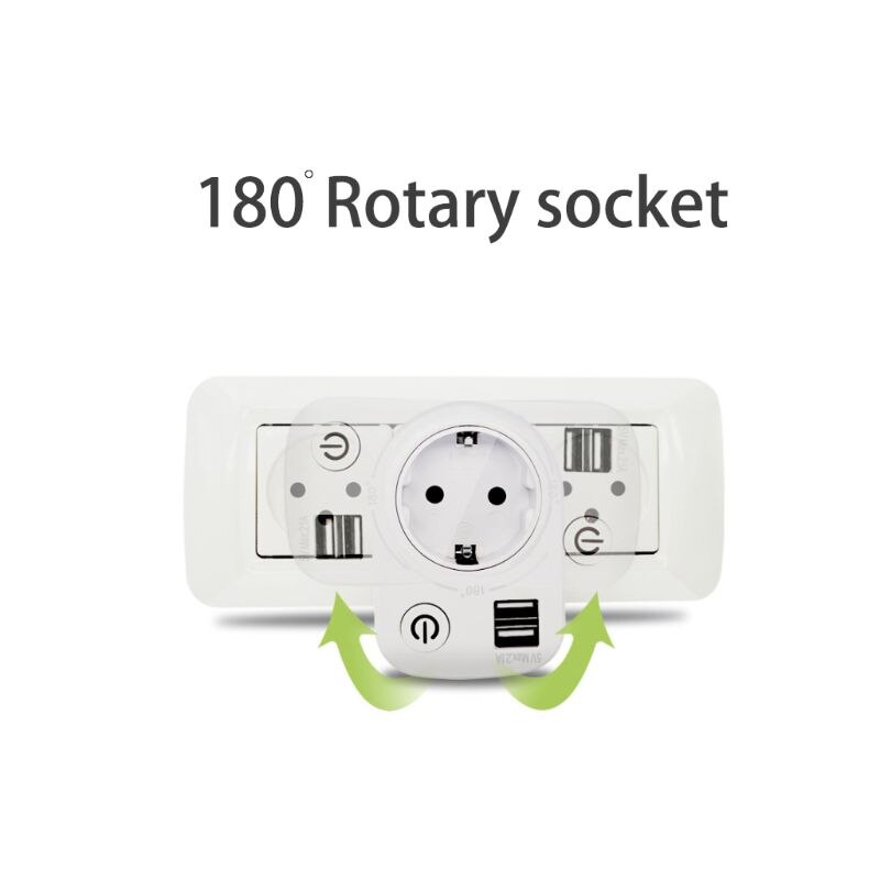 5V 2.1A Dual USB Intelligent Charger Adapter Plug Socket 180 Degree Rotating Charging Power Switch Outlet Multifunction Home Tra