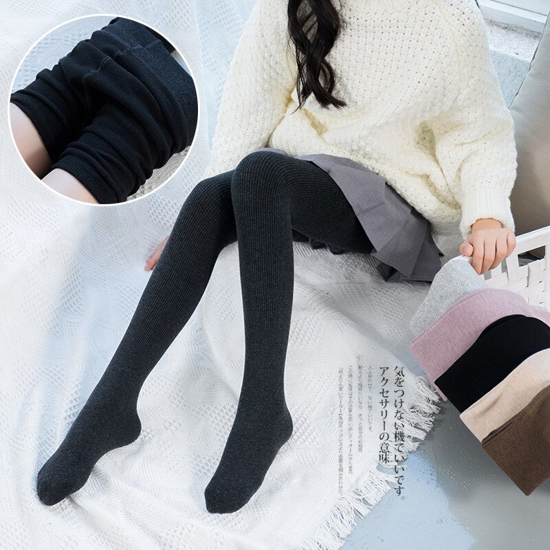 Pantimedias de rayas verticales para niñas, medias de terciopelo grueso esmerilado, cómodas y transpirables, piernas delgadas, 3-8 años, otoño e invierno, novedad de
