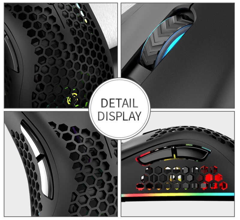 BM600 2,4 GHz Drahtlose Maus 1600DPI USB Aufladbare Waben RGB Optische 7 Tasten Maus Für Laptop PC Spiel Büro