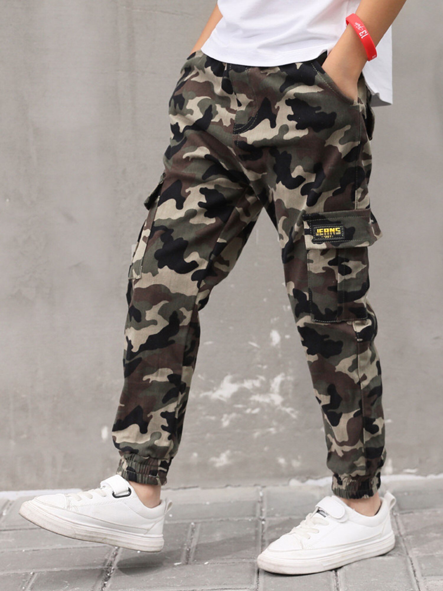 Children Boys Camouflage Pants Casual Cargo Pants Kids Cotton Trousers Elastic Waistband Sport Pants Teenage Boys Sweatpants