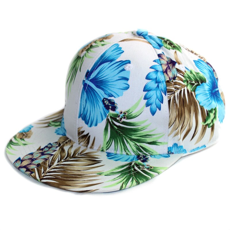 10 stk/parti 01811- jiatuo 014 hawaii stil tropiske blomster fritid kasket mænd kvinder baseball hat: Himmelblå