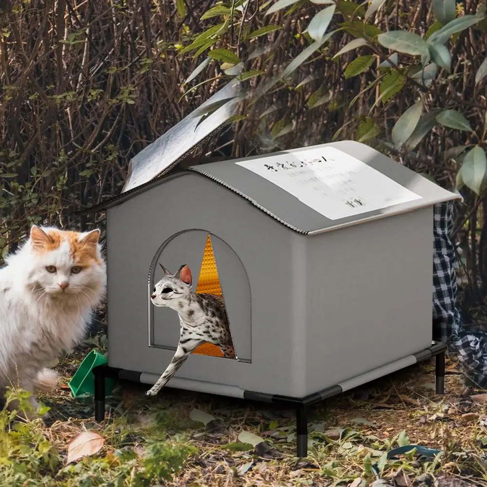 Waterdicht Verdwaalde Kattenhuis Buiten Wilde Kattenhuizen Ingesloten Huisdierentent Koudbestendig Huisdierhuis Winter Warm voor Buiten