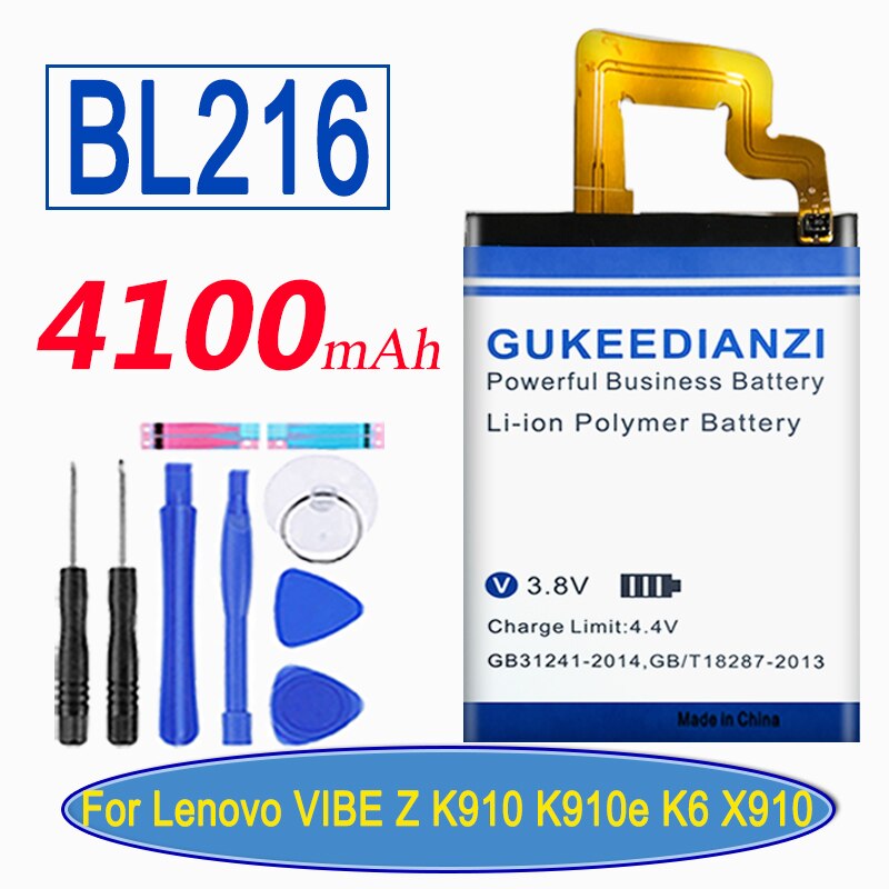 Batería BL250 para Lenovo VIBE S1, S1c50, S1, A40, VIBE Z, K910, s1a40, K6, X2, X2-TO, VIBE X, S960, vibración máxima, Z90, Vibe, K6: BL216