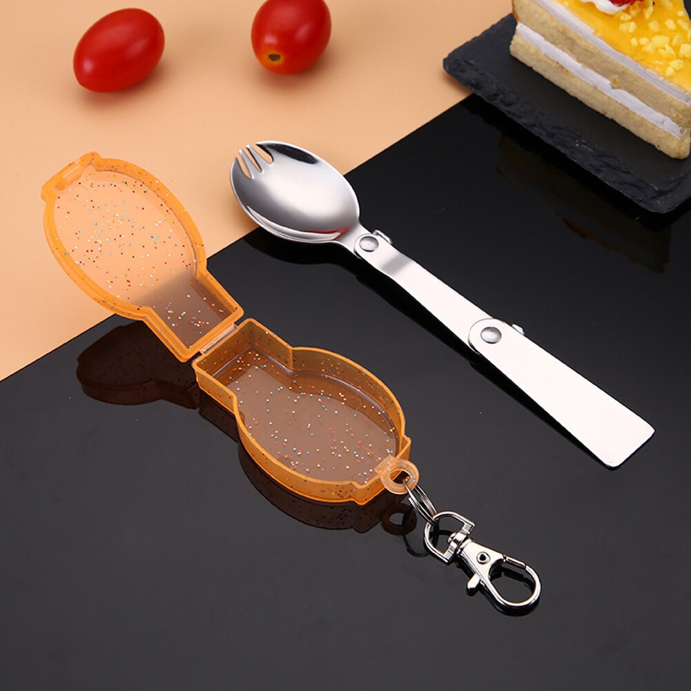 Lightweight Camping Utensil Outdoor Pocket Spoon Spork Stainless Steel Folding for Household Kitchen Easy Supplies