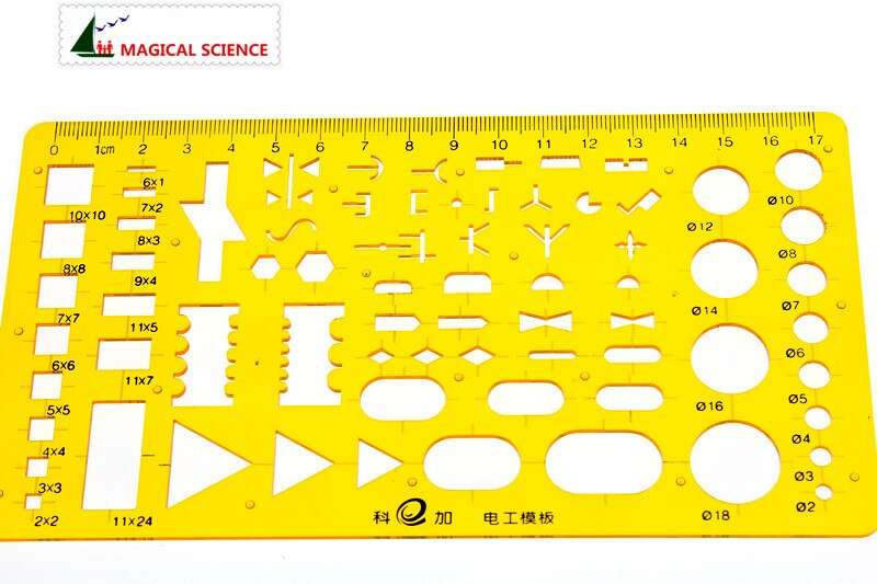 17 cm plastik Elektrik şablonları Öğrencilerin Fiziksel elektriksel Çizim cetvel Devre tasarım çizim kurulu KJ006