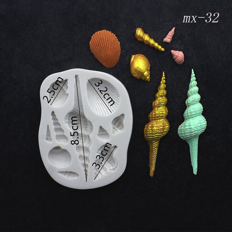 3D Shell Starfish Fondant Cake Mold Silicone Mold Set Mermaid Tail Sea Animal Cake Decorating Tools DIY Craft Fondant Molds