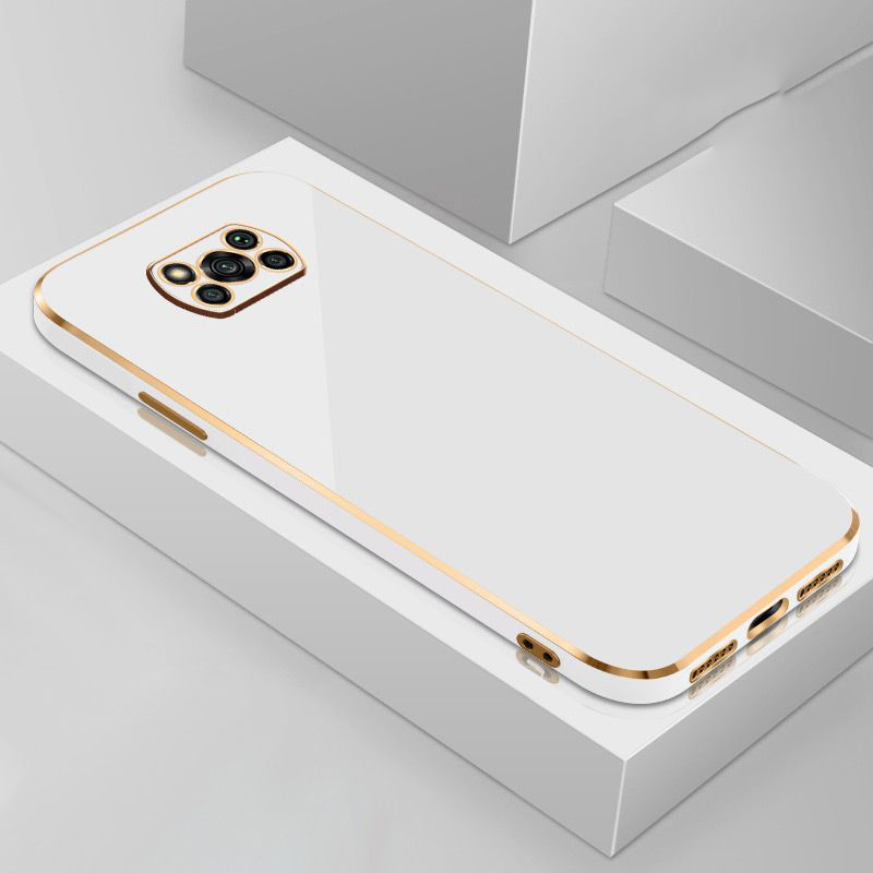 Voor Xiaomi Poco X3 Pro Case Poco X3 Cover Poco X3 NFC Luxe Vierkante Plating Telefoon Case POCO X3 X3 NFC PRO Schokbestendige Achterkant: Katoenen stof / Beige