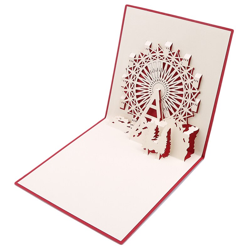 Pop up-kort 3d populära upp-kort år julkort glad pariserhjul 3d hälsning bebis röd hopfällbar typ retro