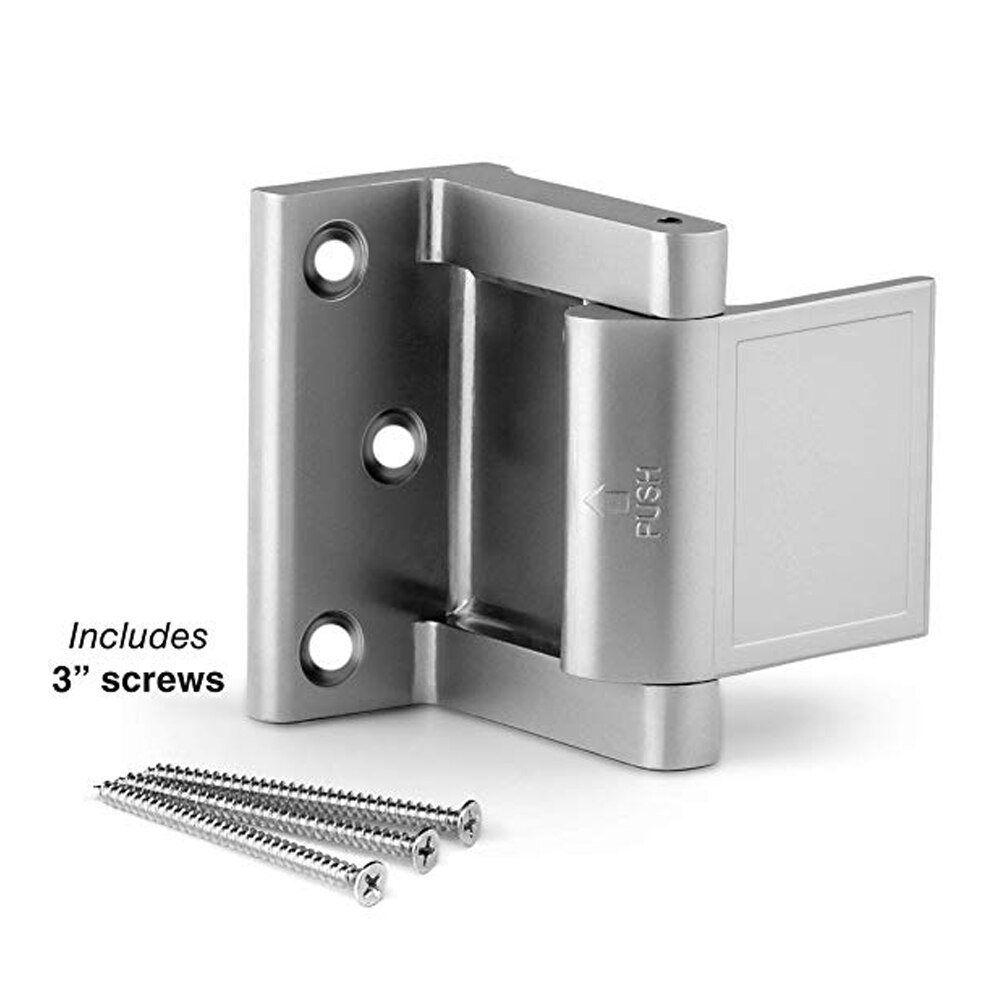 Home Security Zinc Aolly Door Reinforcement Lock Door Stopper Reinforcer Privacy Door Latch: silver