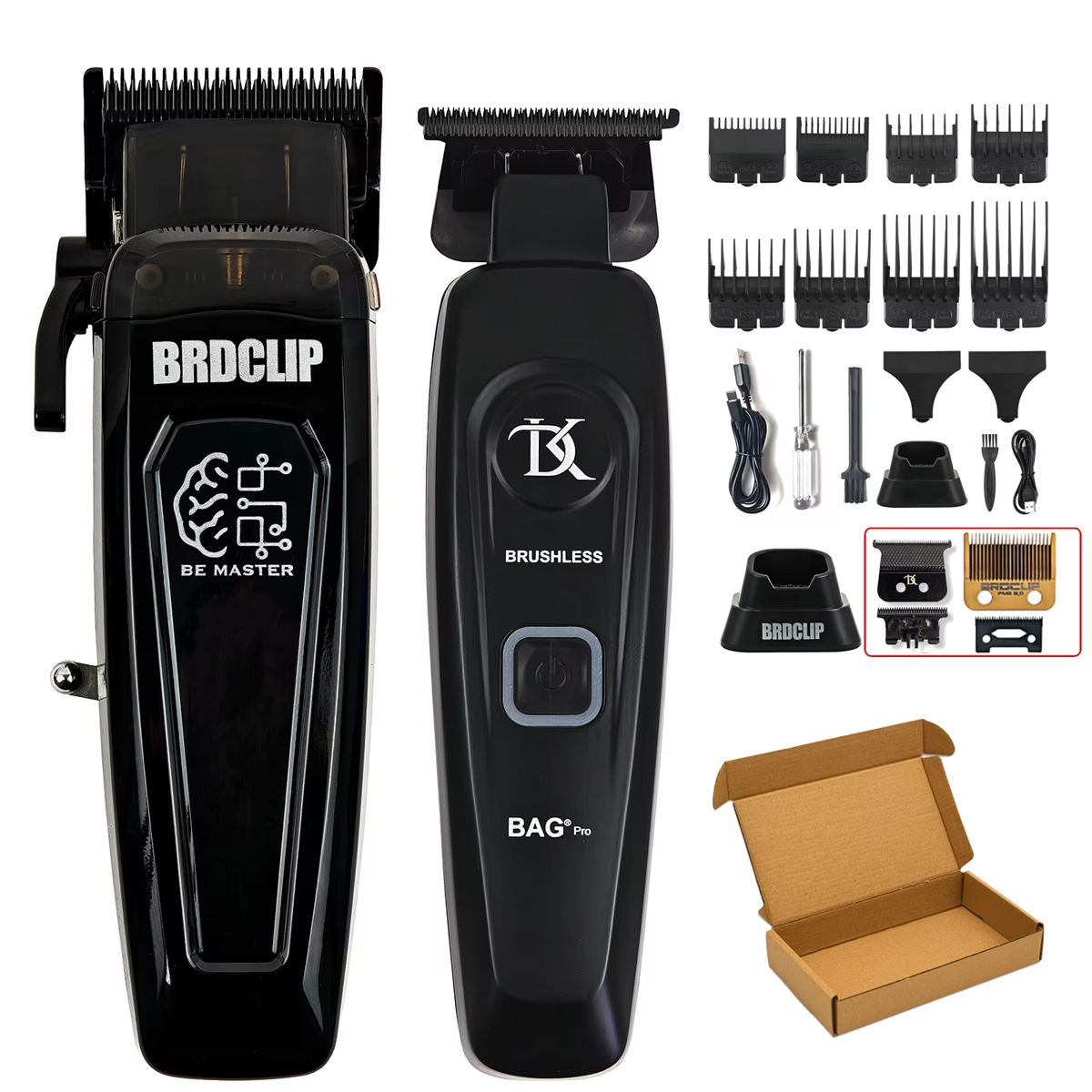 BRDCLIP-Kit de Máquina para cortar cabello de barbero , cargador Base, cortadora de pelo de 7500RPM, cortadora de pelo de salón con cuchilla DLC para hombres