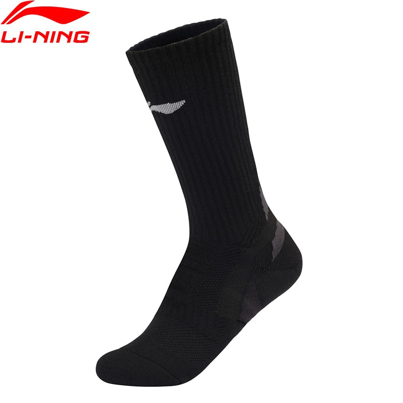 Li-Ning Mannen Training Serie Sport Sokken 39-44 Size Anti-Bacteriën Voering Effen Kleur Li Ning comfort Sokken AWSQ009 NWM479