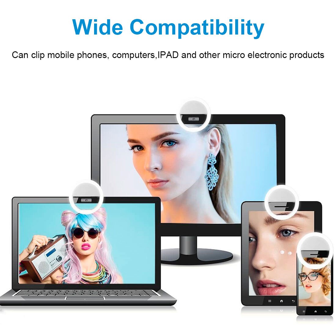 Makeup Mirror Selfie LED light Portable for Mobile Phone Light Clip Selfie LED Auto Flashlight Makeup Mirror For Smartphone