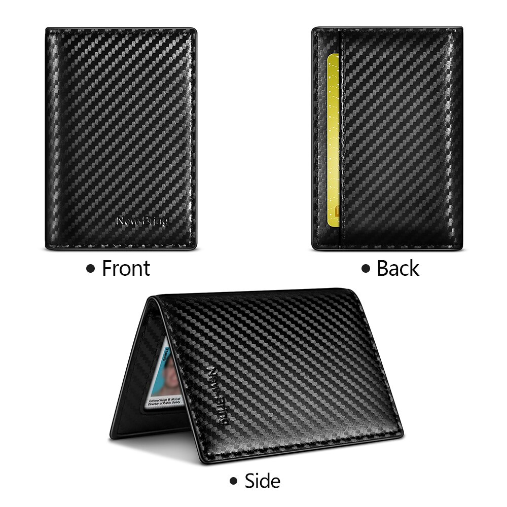 NewBring porte-monnaie porte-carte d'identité en Fiber de carbone noir pour hommes