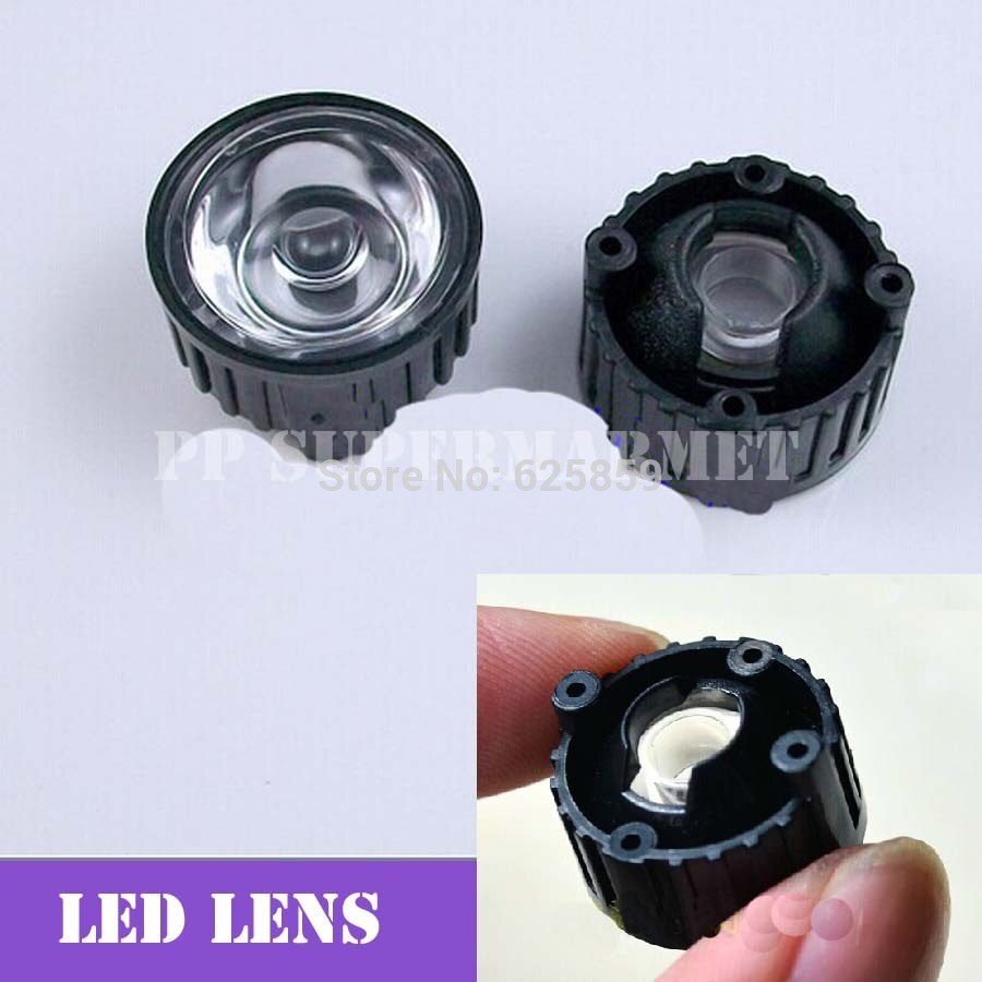 100 stuks 25.20.15.10.8.5 graden led-lens met schroef 20mm zwarte houder