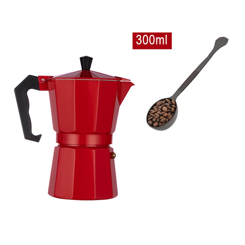 GUNOT Kaffee Hersteller Italienischen Mokka Kaffee Topf Aluminium Mokka Espresso Kaffeemaschine Topf 150/300/450ml Kaffee Wasserkocher barista Werkzeuge: rot300mlTZ