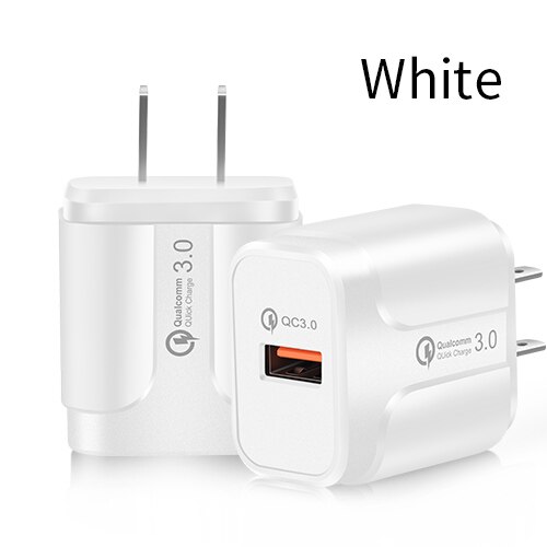 GTWIN 18W Quick Charge QC 3.0 USB Charger For Mobile Phone Adapter EU US Plug Wall Charger QC3.0 Fast Charging 3A Universal: White US Plug