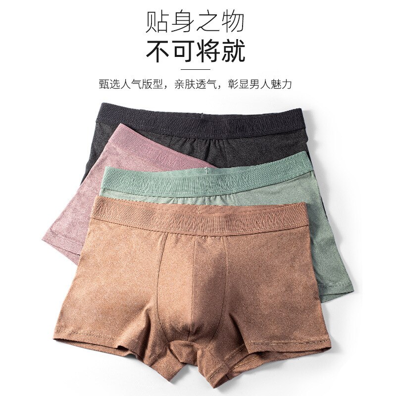 4Pcs/Lot Mens Underwear Organic Natural Cotton Panties Boxers Men Ventilate Plus Size L-3XL Top