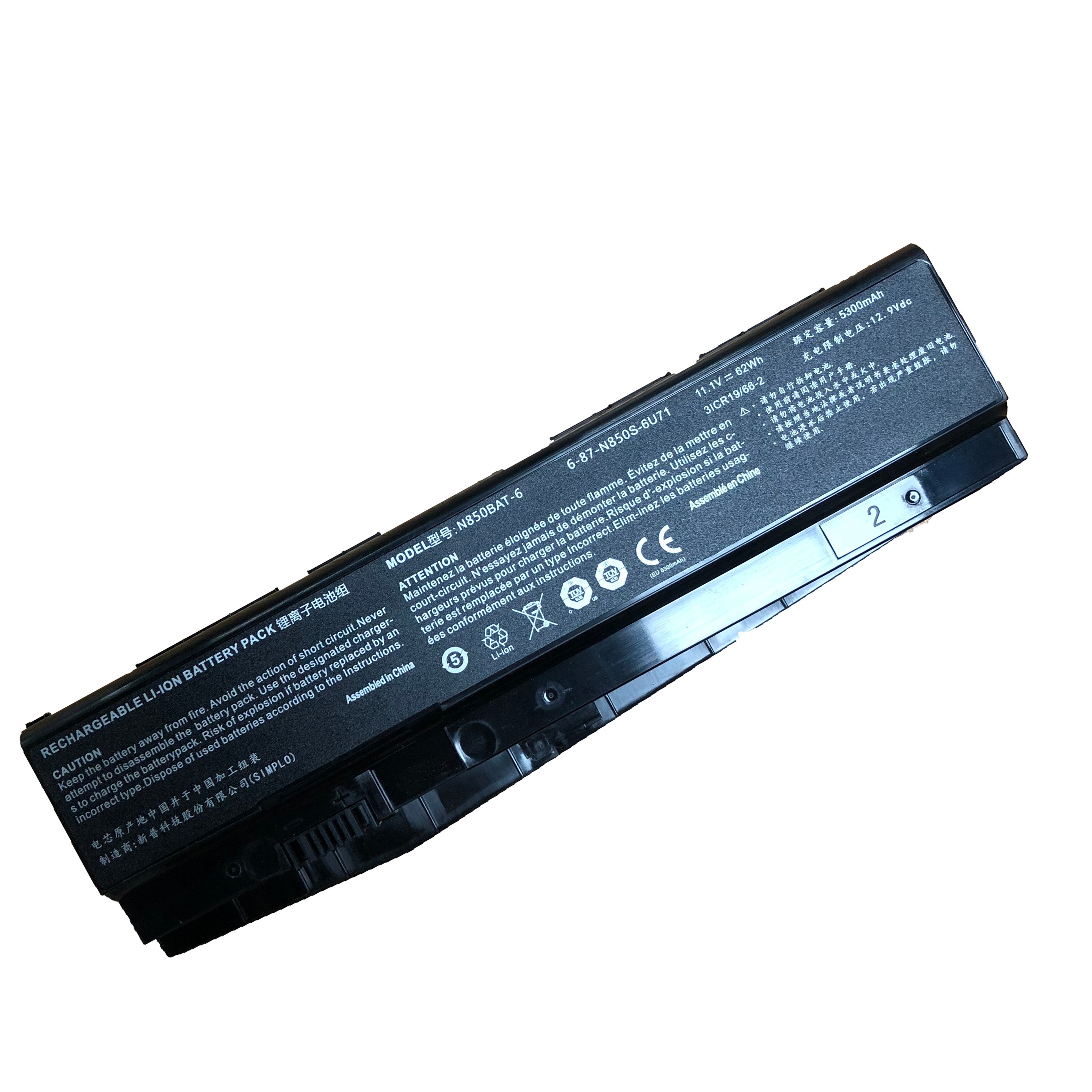 11.1V 62WH N850BAT-6 Original Laptop Battery For Clevo N850 N850HC N850HJ N870HC N870HJ1 N870HK1 N850HJ1 N850HK1 N850HN