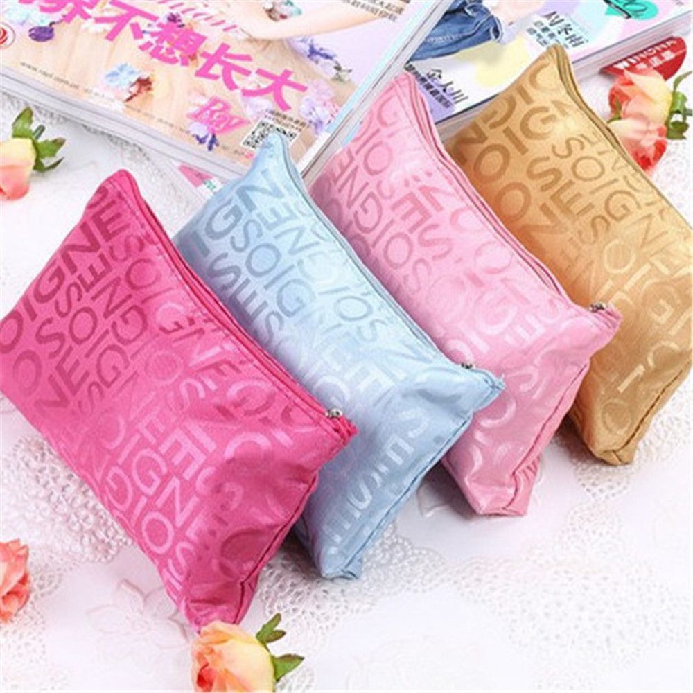 Women Makeup Bags Letter Printed Portable Cute Multifunction Beauty Zipper Travel Cosmetic Bag Pouch Toiletry Organizer Case Kit