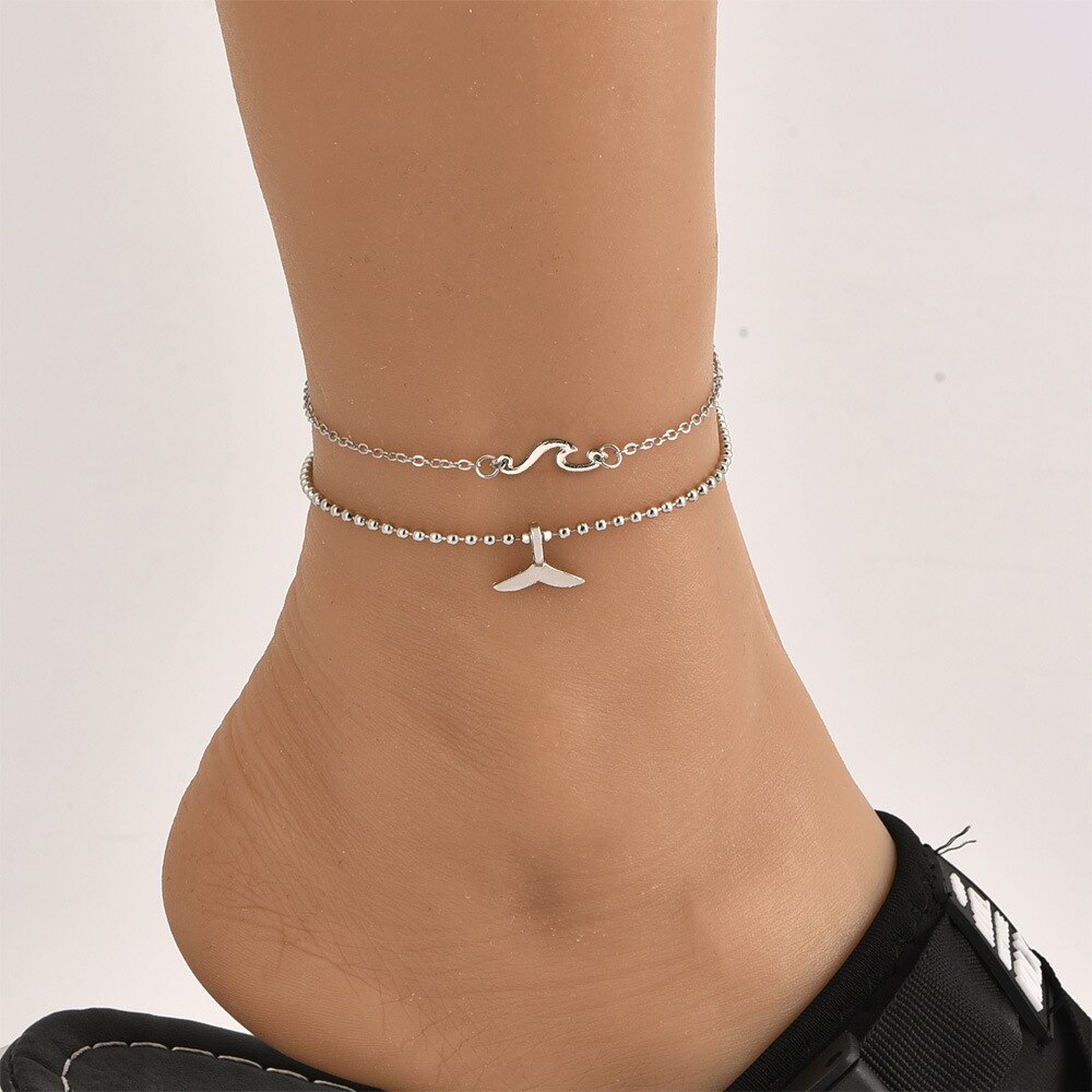 Anklet Jewelry Popular Beach Anklet Seaside Wave Fishtail Anklets For Women Multi-layer Best Anklets