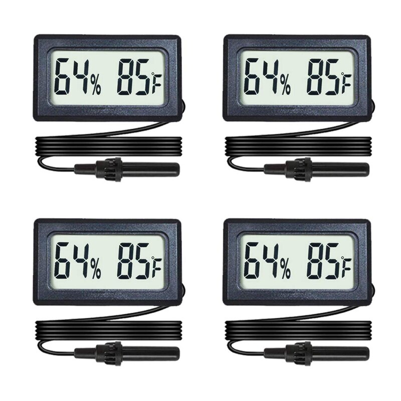 Mini Digital Hygrometer Thermometer for Incubator Reptile Gl Container Humidor Guitar Box Greenhouse(4Pcs)