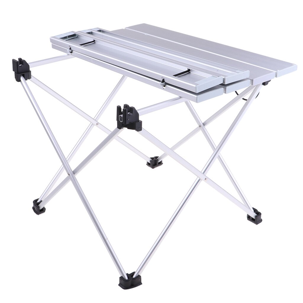 Udendørs aluminium sammenklappeligt picnic campingbord med praktisk taske: Sølv 39.5 x 35 x 32cm