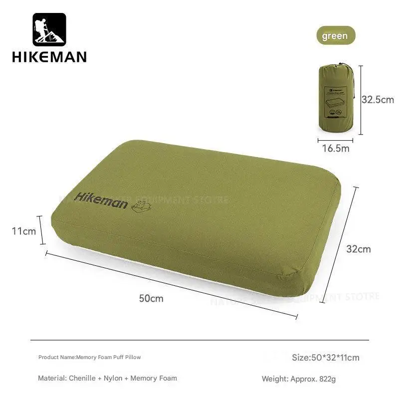 HIEllMAN-Oreiller de camping respirant en mousse à mémoire de forme, équipement de sommeil confortable, équipement de voyage, santé cervicale, oreillers de sieste: GRIS