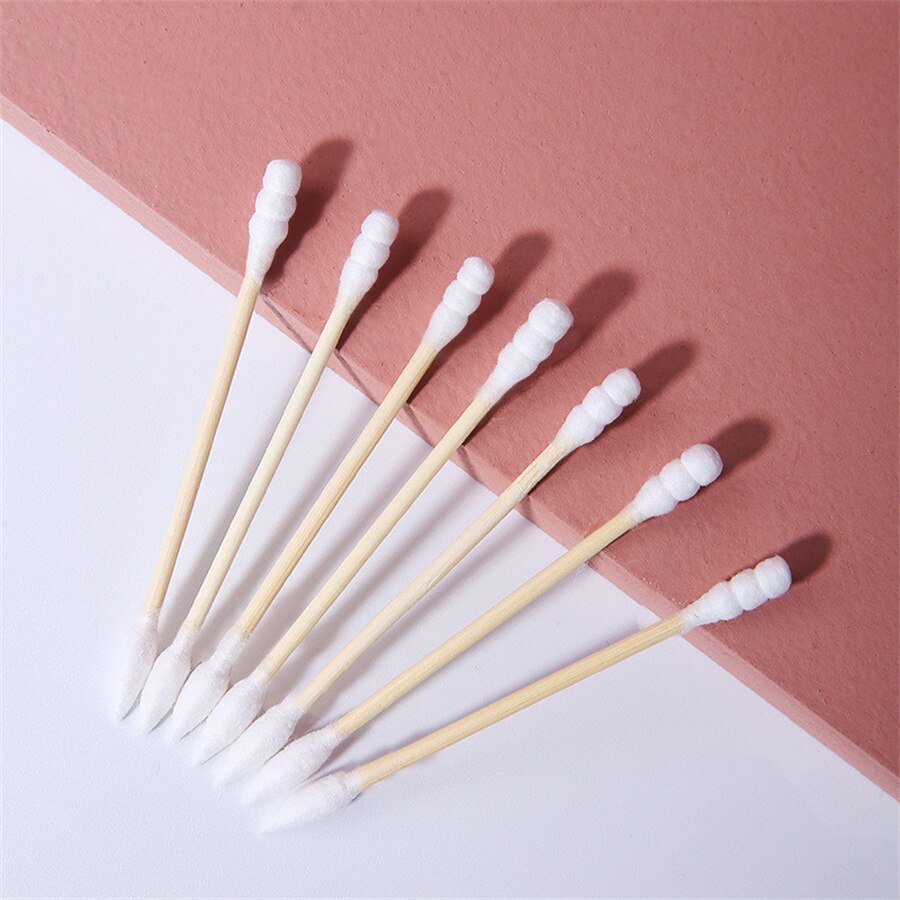 300 Pcs Boxed Disposable Degreasing Cotton Cleaning Swabs Stick Double-Headed Cotton Swabs Spiral Head Makeup Remover E1058
