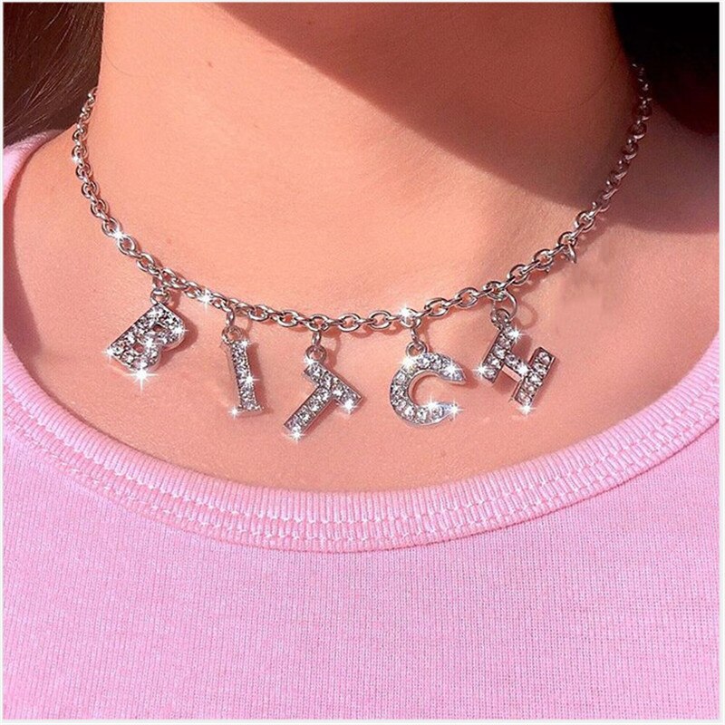 Collier en forme d'ange argenté pour femmes, pendentif Alphabet, jeu amusant, breloque de fête, chaîne de clavicule, accessoires bijoux, tendance