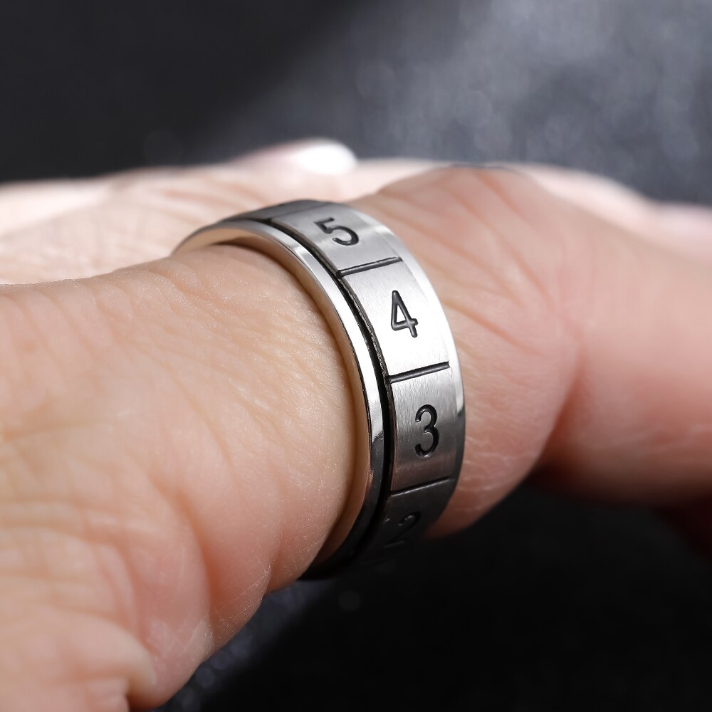 8mm Rotated Titanium Ring for Men and Women Arab Numerals