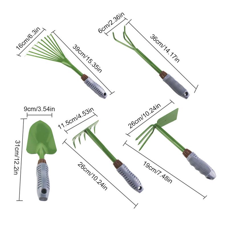 Cinco-Pedaço Flor Pá Ferramentas de Jardinagem Em Vasos Dual-Purpose Enxada Pá Ferramentas Manuais Conjunto de Ferramentas de Jardinagem Do Jardim da Semente