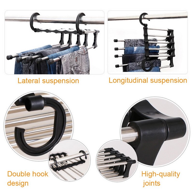 5 In 1 Rvs Magic Broek Rack Multi-layer Magic Multifunctionele Hanger-1