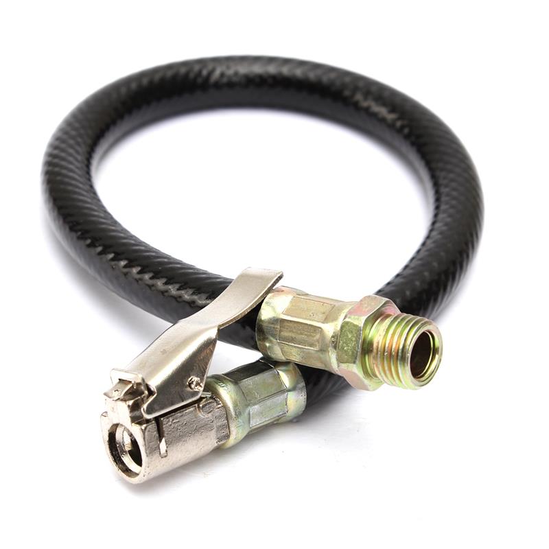 Motorcycle Self-locking Chuck Car Tire Pressure Meter Air Inflator Rubber Hose 370mm Zinc Alloy